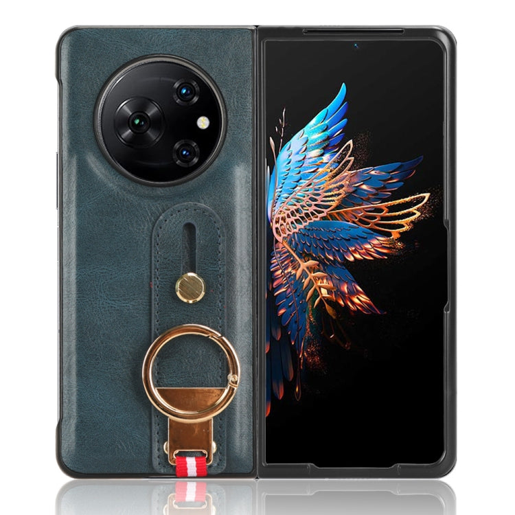 For Tecno Phantom V Fold Wristband Leather Back Phone Case(Blue) - free shipping - PMC TechLife - Order now!
