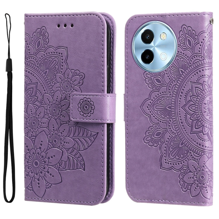 For vivo Y38 5G / T3x 5G Global 7-petal Flowers Embossing Leather Phone Case(Light Purple) - vivo Cases by PMC TechLife | Online Shopping South Africa | PMC TechLife | Buy Now Pay Later Mobicred