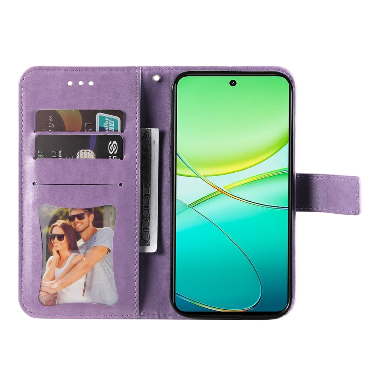 For vivo Y38 5G / T3x 5G Global 7-petal Flowers Embossing Leather Phone Case(Light Purple) - vivo Cases by PMC TechLife | Online Shopping South Africa | PMC TechLife | Buy Now Pay Later Mobicred