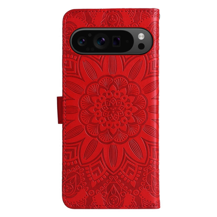 For Google Pixel 9 Pro Embossed Sunflower Leather Phone Case(Red) - Google Cases by PMC TechLife | Online Shopping South Africa | PMC TechLife | Buy Now Pay Later Mobicred