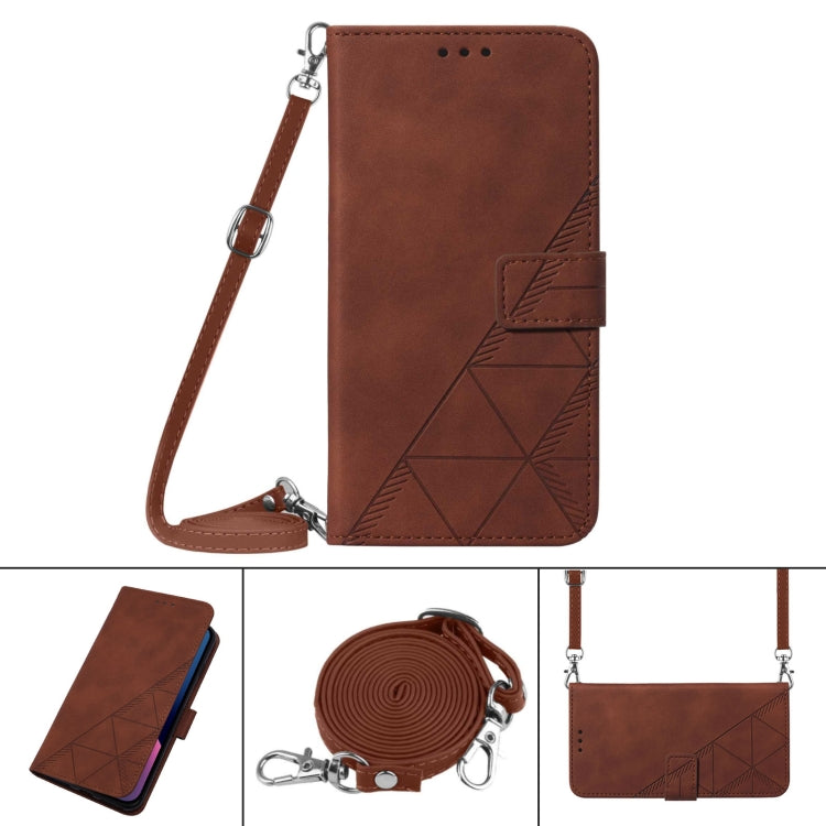 For Samsung Galaxy Z Fold5 5G Crossbody 3D Embossed Flip Leather Phone Case(Brown) - Galaxy Z Fold5 Cases by PMC TechLife | Online Shopping South Africa | PMC TechLife