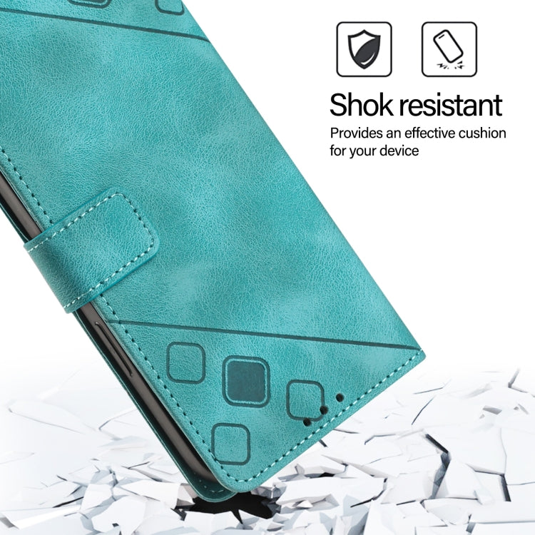 For iPhone 16e Skin-feel Embossed Leather Phone Case(Green) - iPhone 16e Cases by PMC TechLife | Online Shopping South Africa | PMC TechLife | Buy Now Pay Later Mobicred