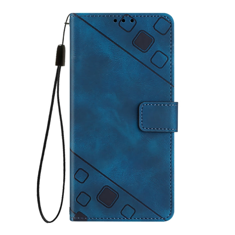 For iPhone 16e Skin-feel Embossed Leather Phone Case(Blue) - free shipping - PMC TechLife - Order now!