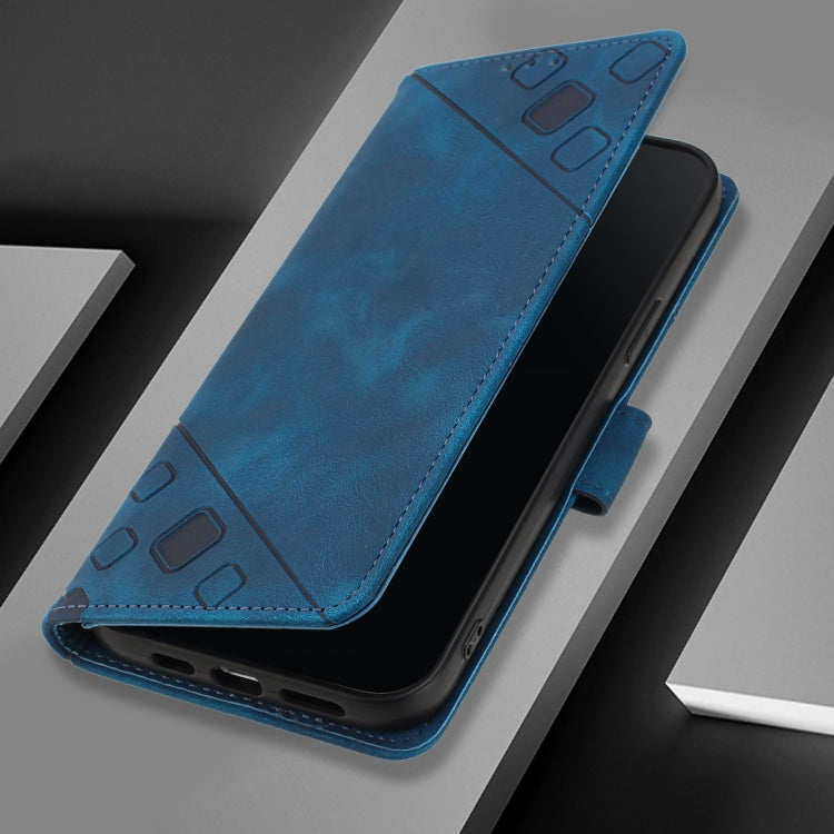 For iPhone 16e Skin-feel Embossed Leather Phone Case(Blue) - free shipping - PMC TechLife - Order now!