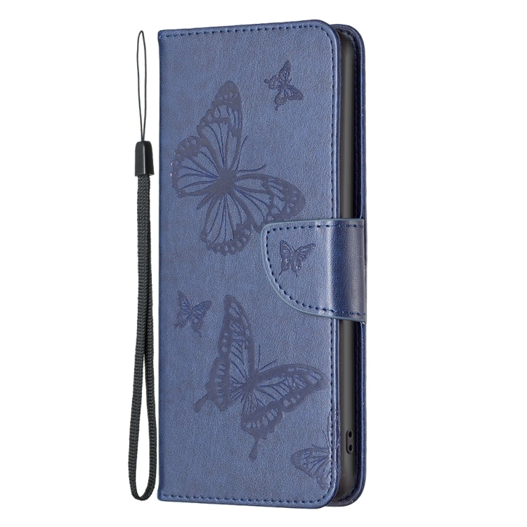 For iPhone 16 Pro Embossing Two Butterflies Pattern Leather Phone Case(Blue) - iPhone 16 Pro Cases by PMC TechLife | Online Shopping South Africa | PMC TechLife | Buy Now Pay Later Mobicred