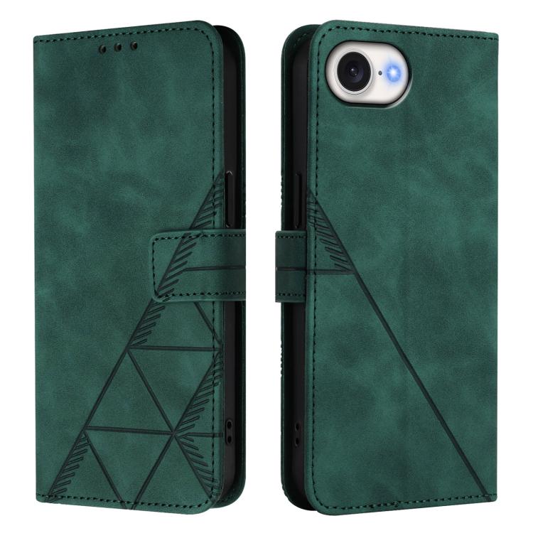 For iPhone 16e Crossbody 3D Embossed Flip Leather Phone Case(Dark Green) - iPhone 16e Cases by PMC TechLife | Online Shopping South Africa | PMC TechLife | Buy Now Pay Later Mobicred