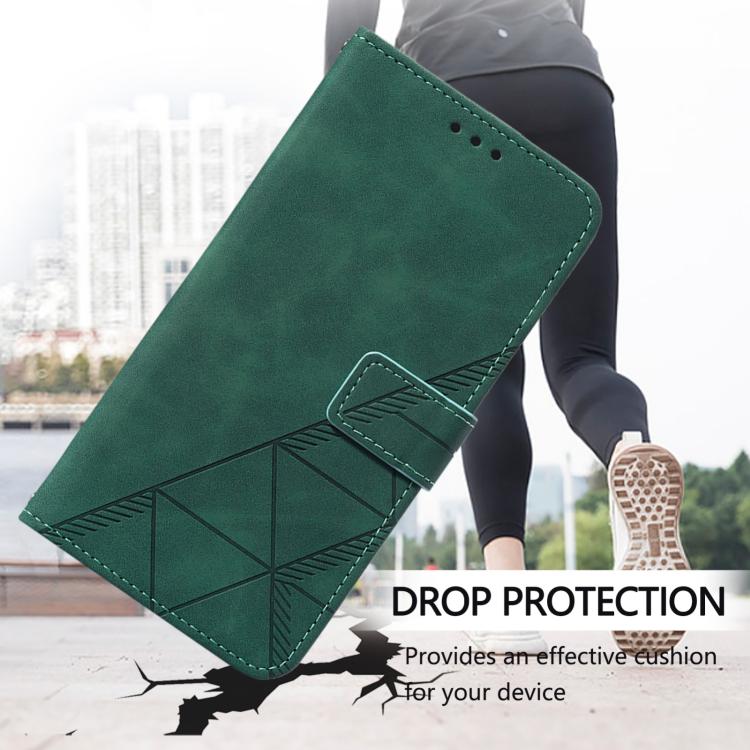 For iPhone 16e Crossbody 3D Embossed Flip Leather Phone Case(Dark Green) - iPhone 16e Cases by PMC TechLife | Online Shopping South Africa | PMC TechLife | Buy Now Pay Later Mobicred