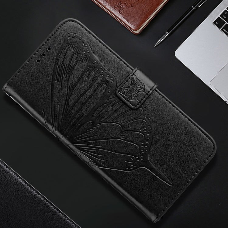 For iPhone 16e Embossed Butterfly Leather Phone Case(Black) - iPhone 16e Cases by PMC TechLife | Online Shopping South Africa | PMC TechLife | Buy Now Pay Later Mobicred