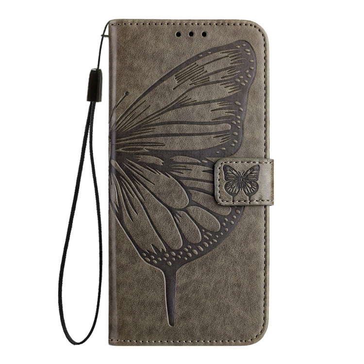 For iPhone 16 Pro Embossed Butterfly Leather Phone Case(Grey) - iPhone 16 Pro Cases by PMC TechLife | Online Shopping South Africa | PMC TechLife | Buy Now Pay Later Mobicred