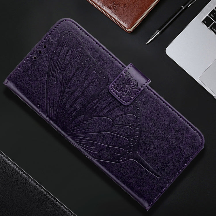 For iPhone 16 Plus Embossed Butterfly Leather Phone Case(Dark Purple) - iPhone 16 Plus Cases by PMC TechLife | Online Shopping South Africa | PMC TechLife | Buy Now Pay Later Mobicred
