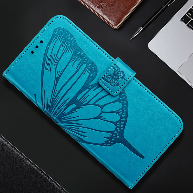For iPhone 16 Plus Embossed Butterfly Leather Phone Case(Blue) - iPhone 16 Plus Cases by PMC TechLife | Online Shopping South Africa | PMC TechLife | Buy Now Pay Later Mobicred