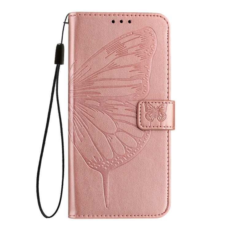 For iPhone 16 Plus Embossed Butterfly Leather Phone Case(Rose Gold) - iPhone 16 Plus Cases by PMC TechLife | Online Shopping South Africa | PMC TechLife | Buy Now Pay Later Mobicred