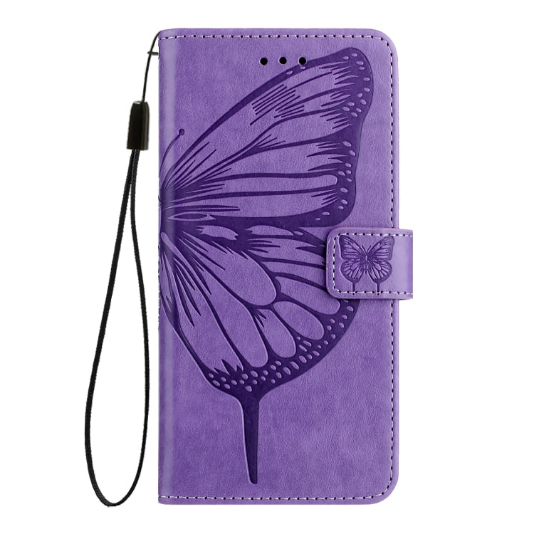 For iPhone 16 Plus Embossed Butterfly Leather Phone Case(Light Purple) - iPhone 16 Plus Cases by PMC TechLife | Online Shopping South Africa | PMC TechLife | Buy Now Pay Later Mobicred