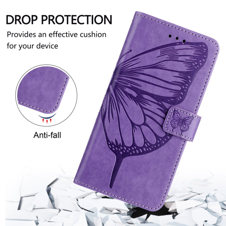 For iPhone 16 Plus Embossed Butterfly Leather Phone Case(Light Purple) - iPhone 16 Plus Cases by PMC TechLife | Online Shopping South Africa | PMC TechLife | Buy Now Pay Later Mobicred