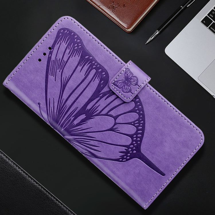 For iPhone 16 Plus Embossed Butterfly Leather Phone Case(Light Purple) - iPhone 16 Plus Cases by PMC TechLife | Online Shopping South Africa | PMC TechLife | Buy Now Pay Later Mobicred