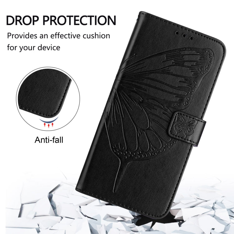 For iPhone 16 Embossed Butterfly Leather Phone Case(Black) - iPhone 16 Cases by PMC TechLife | Online Shopping South Africa | PMC TechLife | Buy Now Pay Later Mobicred