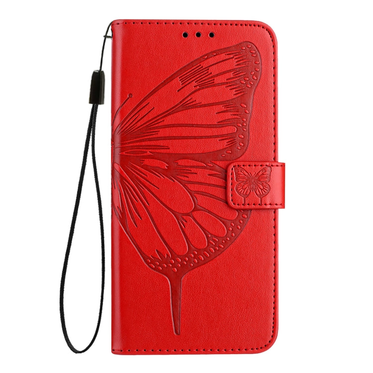 For iPhone 16 Embossed Butterfly Leather Phone Case(Red) - iPhone 16 Cases by PMC TechLife | Online Shopping South Africa | PMC TechLife | Buy Now Pay Later Mobicred