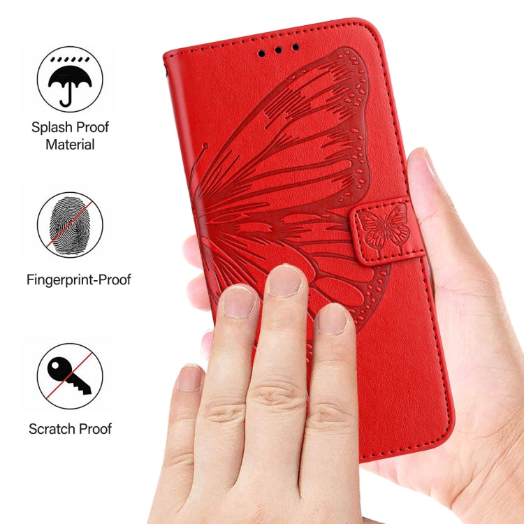 For iPhone 16 Embossed Butterfly Leather Phone Case(Red) - iPhone 16 Cases by PMC TechLife | Online Shopping South Africa | PMC TechLife | Buy Now Pay Later Mobicred