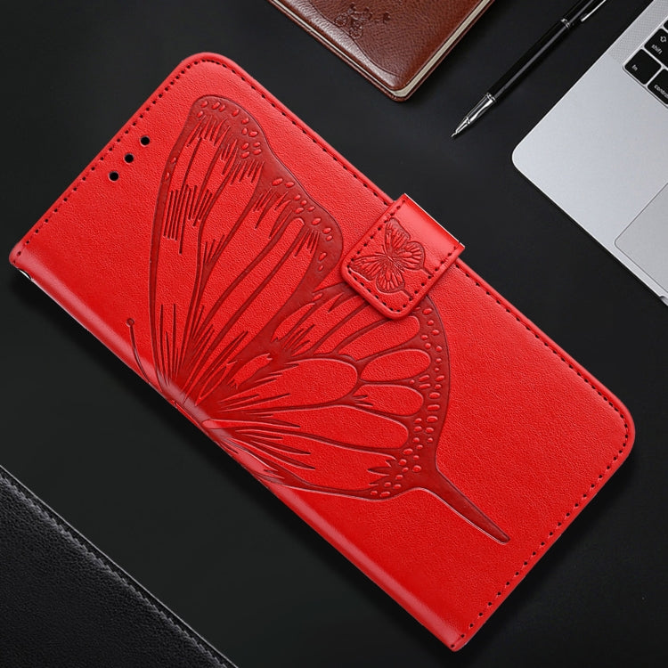 For iPhone 16 Embossed Butterfly Leather Phone Case(Red) - iPhone 16 Cases by PMC TechLife | Online Shopping South Africa | PMC TechLife | Buy Now Pay Later Mobicred
