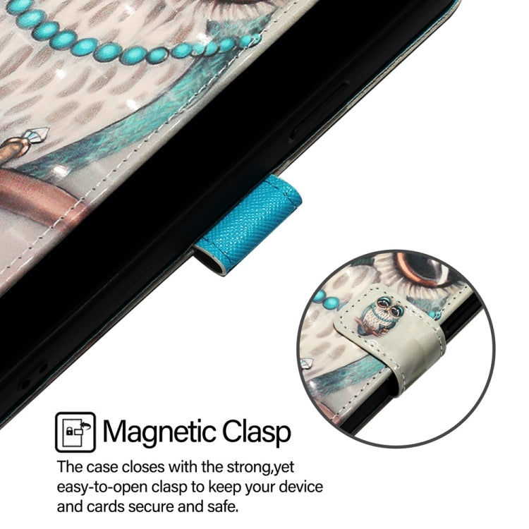 For iPhone 16 Pro 3D Painting Horizontal Flip Leather Phone Case(Grey Owl) - iPhone 16 Pro Cases by PMC TechLife | Online Shopping South Africa | PMC TechLife | Buy Now Pay Later Mobicred