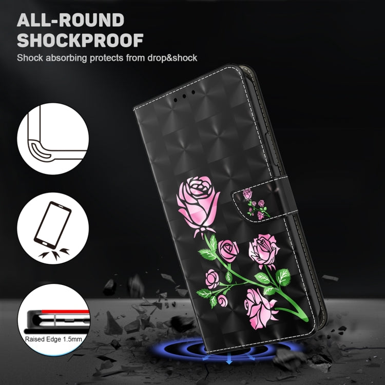 For Google Pixel 9 3D Painted Pattern Leather Phone Case(Rose) - Google Cases by PMC TechLife | Online Shopping South Africa | PMC TechLife | Buy Now Pay Later Mobicred