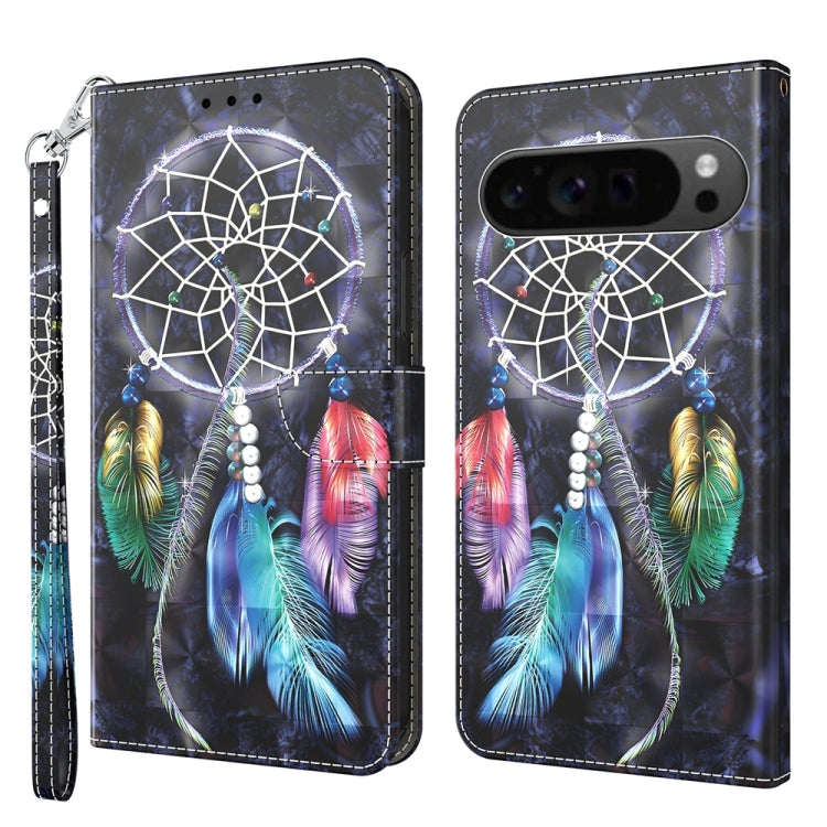 For Google Pixel 9 Pro 3D Painted Pattern Leather Phone Case(Colorful Dreamcatcher) - Google Cases by PMC TechLife | Online Shopping South Africa | PMC TechLife | Buy Now Pay Later Mobicred