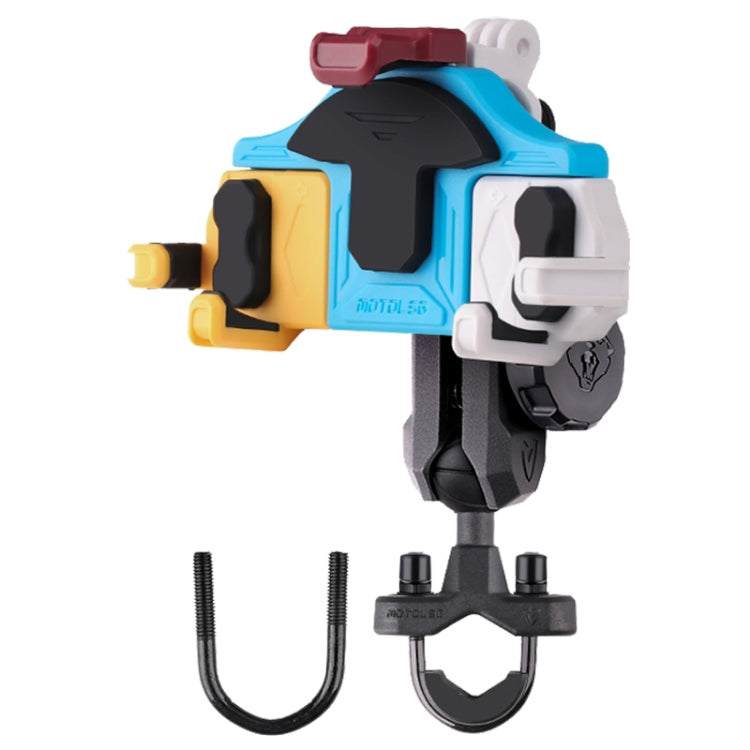 MOTOSLG Crab Motorcycle Phone Clamp Bracket U-Type Headbar Mount with Anti-theft Lock(Yellow Blue White) - free shipping - PMC TechLife - Order now!