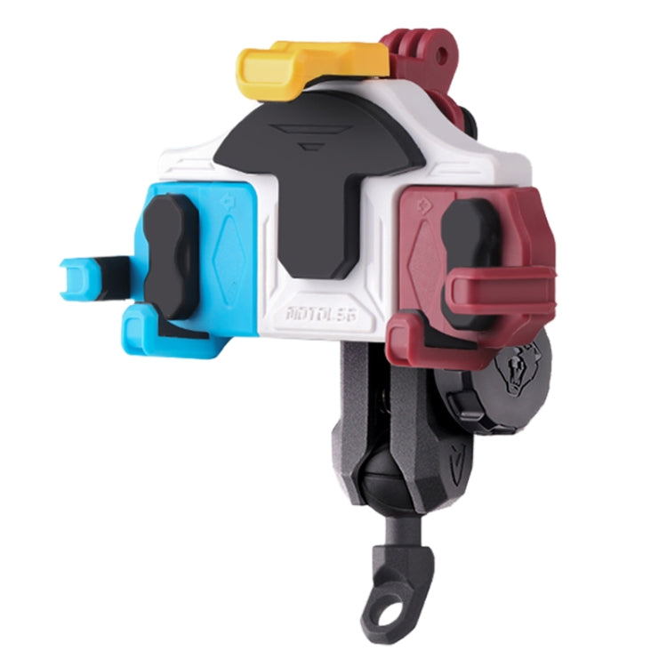 MOTOSLG Crab Motorcycle Phone Clamp Bracket L-Type Rear Mirror Mount with Anti-theft Lock(Blue White Red) - free shipping - PMC TechLife - Order now!