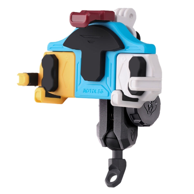 MOTOSLG Crab Motorcycle Phone Clamp Bracket L-Type Rear Mirror Mount with Anti-theft Lock(Yellow Blue White) - free shipping - PMC TechLife - Order now!