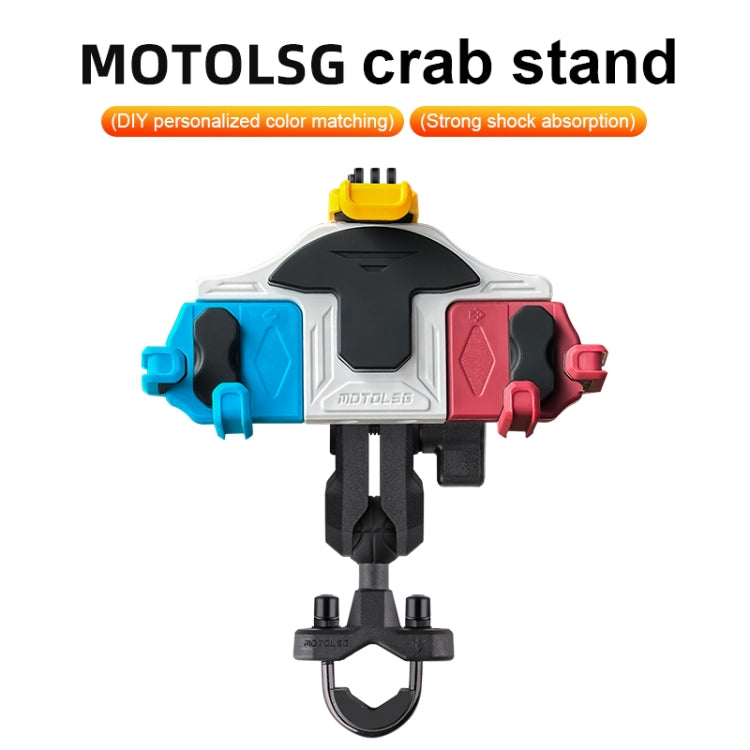 MOTOSLG Crab Motorcycle Phone Clamp Bracket L-Type Rear Mirror Mount(Blue White Red) - Holder by MOTOLSG | Online Shopping South Africa | PMC TechLife | Buy Now Pay Later Mobicred