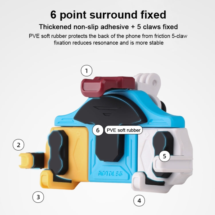 MOTOSLG Crab Motorcycle Phone Clamp Bracket O-Type Rear Mirror Mount with Anti-theft Lock(Yellow Blue White) - free shipping - PMC TechLife - Order now!