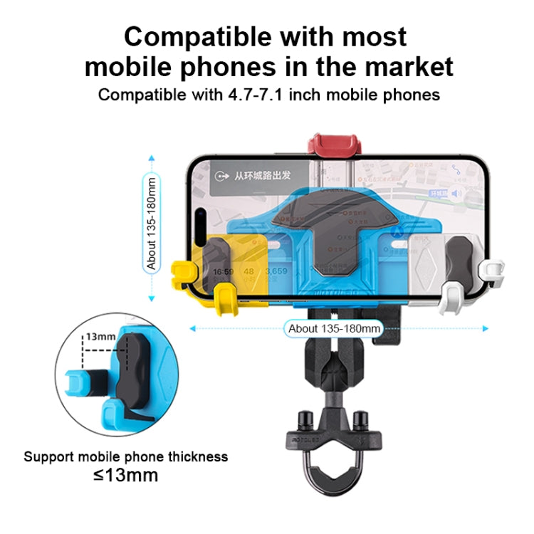 MOTOSLG Crab Motorcycle Phone Clamp Bracket L-Type Rear Mirror Mount(Blue White Red) - Holder by MOTOLSG | Online Shopping South Africa | PMC TechLife | Buy Now Pay Later Mobicred