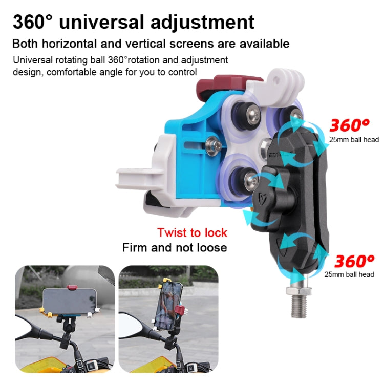 MOTOSLG Crab Motorcycle Phone Clamp Bracket O-Type Rear Mirror Mount with Anti-theft Lock(Yellow Blue White) - free shipping - PMC TechLife - Order now!