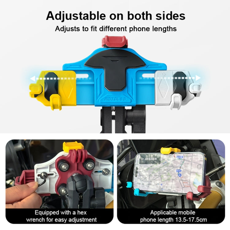MOTOSLG Crab Motorcycle Phone Clamp Bracket M10 Ballhead Mount(Yellow Blue White) - Holder by MOTOLSG | Online Shopping South Africa | PMC TechLife | Buy Now Pay Later Mobicred
