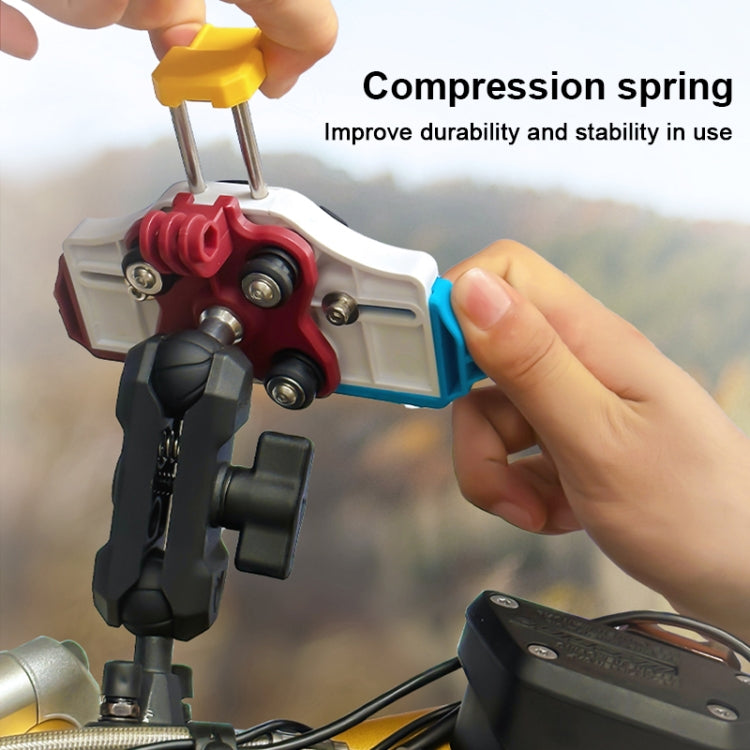 MOTOSLG Crab Motorcycle Phone Clamp Bracket O-Type Rear Mirror Mount with Anti-theft Lock(Yellow Blue White) - free shipping - PMC TechLife - Order now!