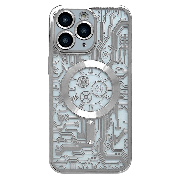 For iPhone 11 Pro Max Electroplated Circuit Board Pattern MagSafe Phone Case(Silver) - iPhone 11 Pro Max Cases by PMC TechLife | Online Shopping South Africa | PMC TechLife