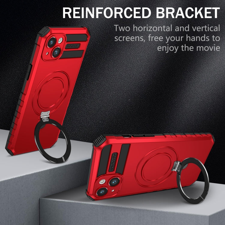 For iPhone 15 Plus MagSafe Magnetic Holder Phone Case(Red) - iPhone 15 Plus Cases by PMC TechLife | Online Shopping South Africa | PMC TechLife