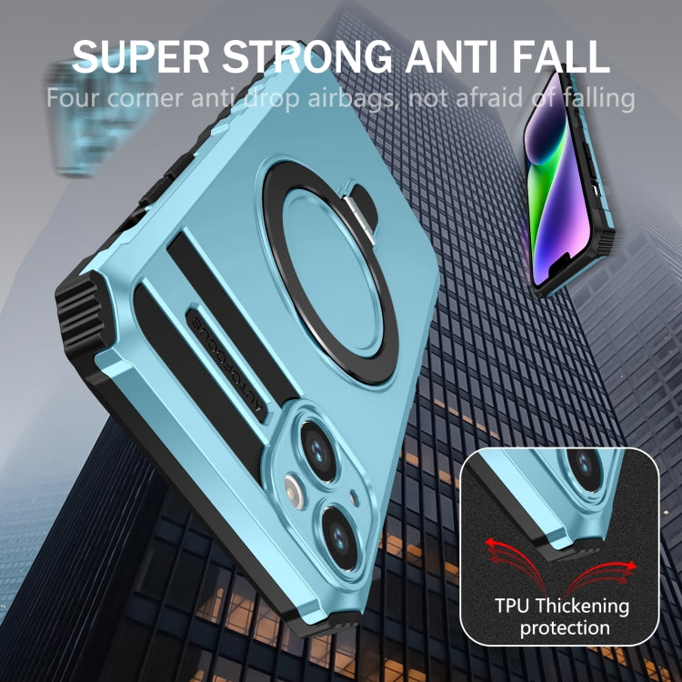 For iPhone 14 MagSafe Magnetic Holder Phone Case(Light Blue) - iPhone 14 Cases by PMC TechLife | Online Shopping South Africa | PMC TechLife
