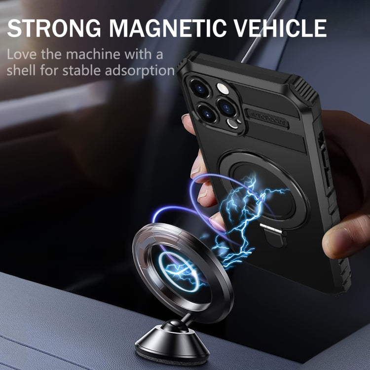 For iPhone 12 Pro Max MagSafe Magnetic Holder Phone Case(Black) - iPhone 12 Pro Max Cases by PMC TechLife | Online Shopping South Africa | PMC TechLife
