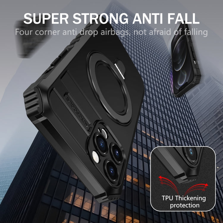 For iPhone 12 Pro Max MagSafe Magnetic Holder Phone Case(Black) - iPhone 12 Pro Max Cases by PMC TechLife | Online Shopping South Africa | PMC TechLife