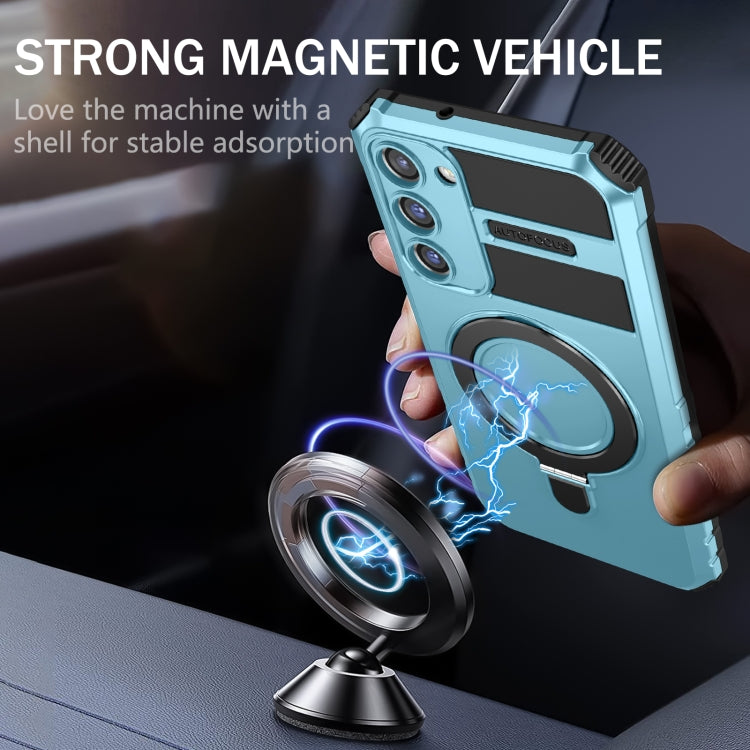 For Samsung Galaxy S23+ 5G MagSafe Magnetic Holder Phone Case(Light Blue) - Galaxy S23+ 5G Cases by PMC TechLife | Online Shopping South Africa | PMC TechLife
