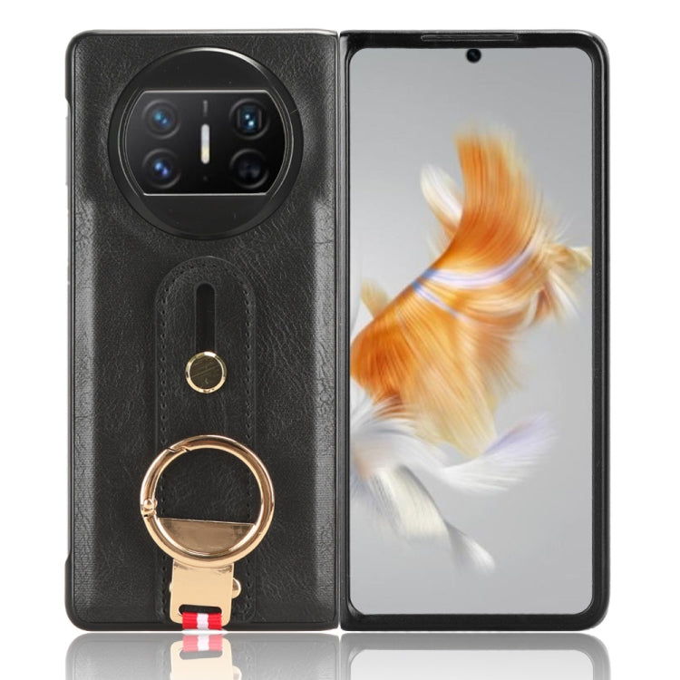 For Huawei Mate X3 Wristband Leather Back Phone Case(Black) - Huawei Cases by PMC TechLife | Online Shopping South Africa | PMC TechLife | Buy Now Pay Later Mobicred