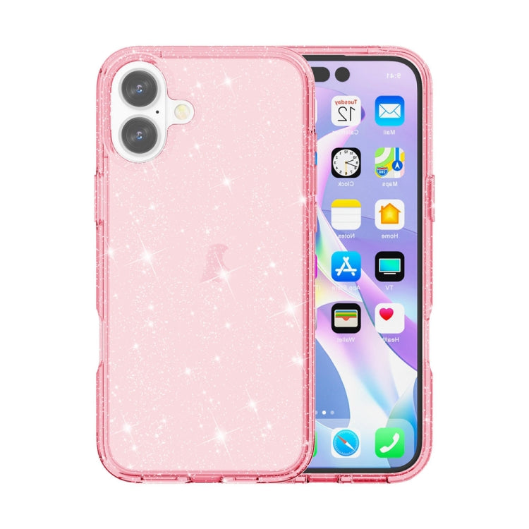 For iPhone 16 Plus Shockproof Terminator Glitter Powder Phone Case(Pink) - iPhone 16 Plus Cases by PMC TechLife | Online Shopping South Africa | PMC TechLife | Buy Now Pay Later Mobicred