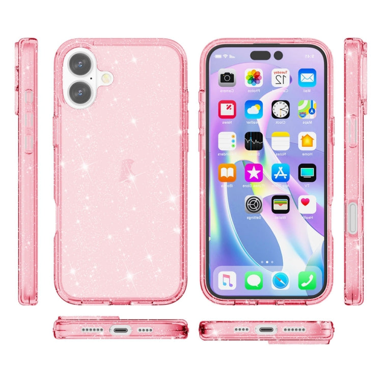 For iPhone 16 Plus Shockproof Terminator Glitter Powder Phone Case(Pink) - iPhone 16 Plus Cases by PMC TechLife | Online Shopping South Africa | PMC TechLife | Buy Now Pay Later Mobicred