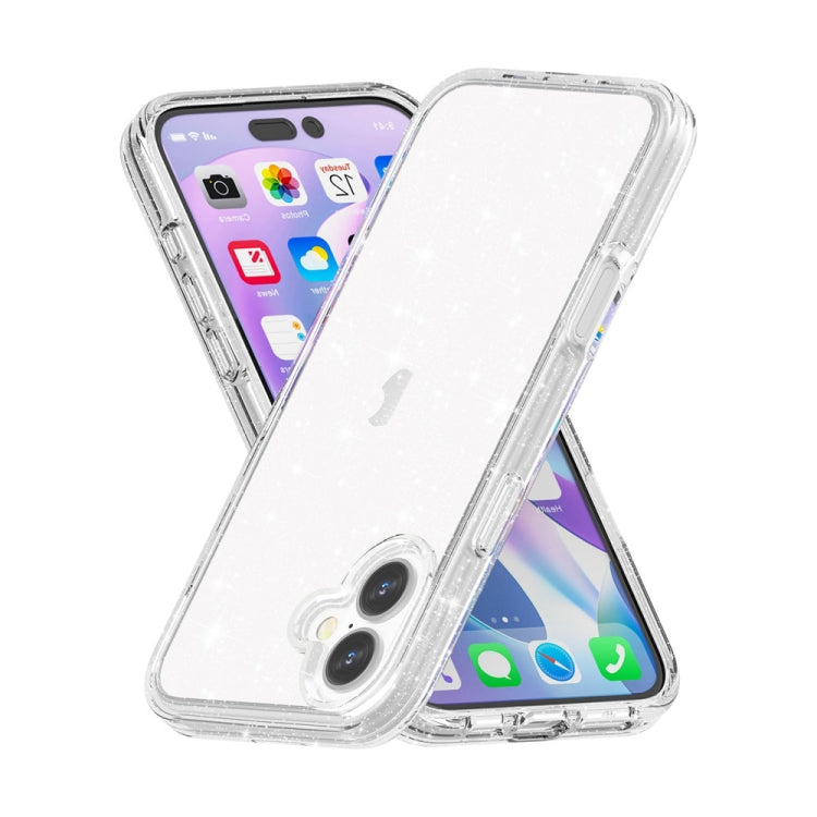 For iPhone 16 Shockproof Terminator Glitter Powder Phone Case(White) - iPhone 16 Cases by PMC TechLife | Online Shopping South Africa | PMC TechLife | Buy Now Pay Later Mobicred