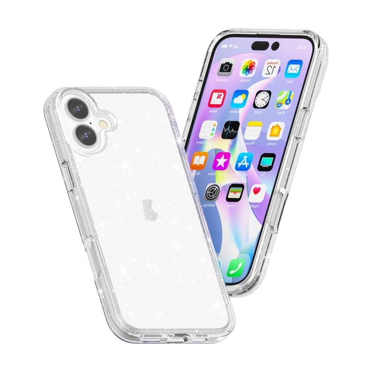 For iPhone 16 Shockproof Terminator Glitter Powder Phone Case(White) - iPhone 16 Cases by PMC TechLife | Online Shopping South Africa | PMC TechLife | Buy Now Pay Later Mobicred