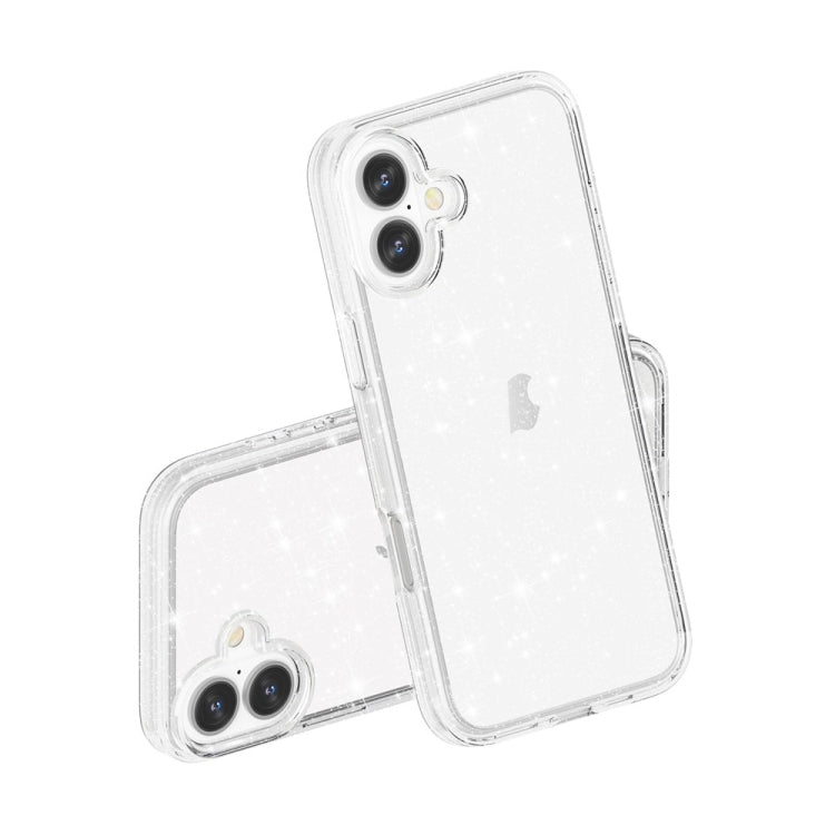 For iPhone 16 Shockproof Terminator Glitter Powder Phone Case(White) - iPhone 16 Cases by PMC TechLife | Online Shopping South Africa | PMC TechLife | Buy Now Pay Later Mobicred