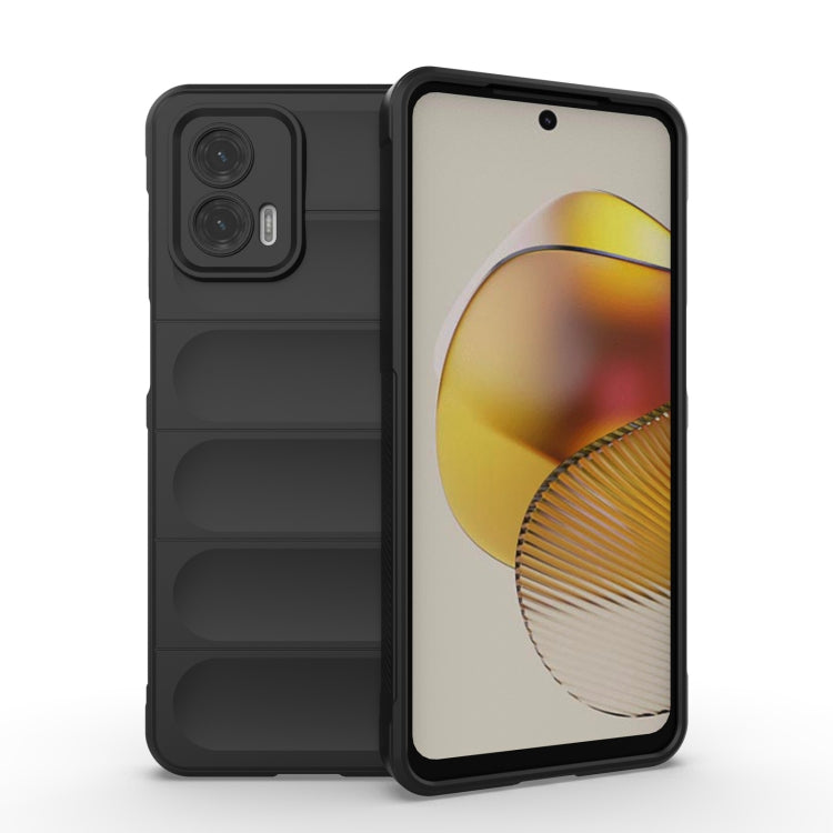 For Motorola Moto G73 5G Magic Shield TPU + Flannel Phone Case(Black) - Motorola Cases by PMC TechLife | Online Shopping South Africa | PMC TechLife | Buy Now Pay Later Mobicred