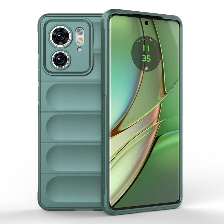 For Motorola Edge 40 5G Magic Shield TPU + Flannel Phone Case(Dark Green) - Motorola Cases by PMC TechLife | Online Shopping South Africa | PMC TechLife | Buy Now Pay Later Mobicred