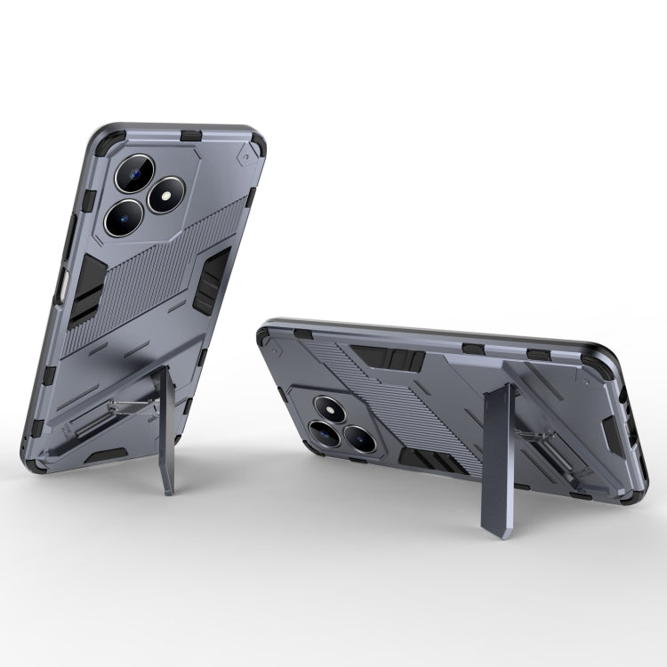 For Realme C53 4G Punk Armor 2 in 1 PC + TPU Phone Case with Holder(Grey) - Realme Cases by PMC TechLife | Online Shopping South Africa | PMC TechLife | Buy Now Pay Later Mobicred